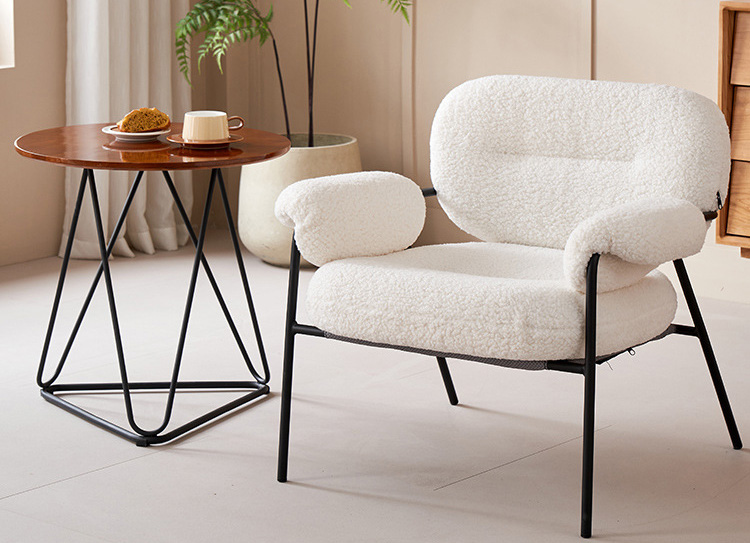 羊羔絨沙發椅 單人創意靠背休閑輕奢可躺可睡奶油風ins懶人椅